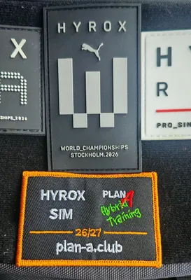 Embroidered Patches - Hyrox SIM - Winners Badge in prime placing next to World Championship Patch