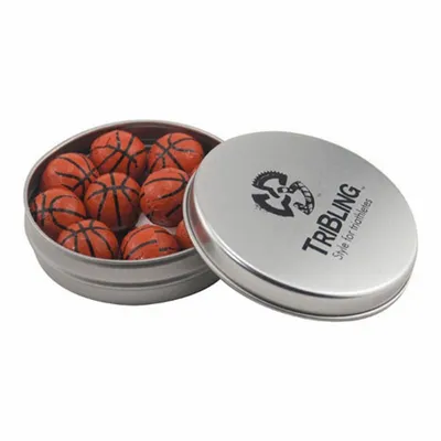 Round Tin with Chocolate Basketballs - SBF2900 - Imprint Now - UK