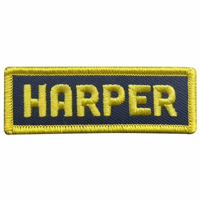 Yellow and Navy Harper Name Patch - Imprint Now - UK