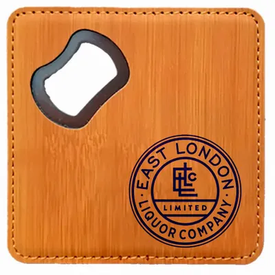 Leather Bottle Opener Coaster - Imprint Now - UK