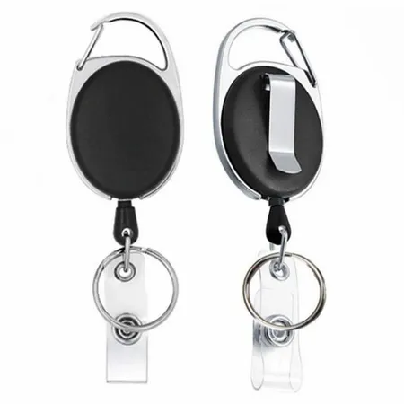Solid Black and Steel Reel Keychain Solid Black and Steel Reel Keychain - Imprint Now - UK