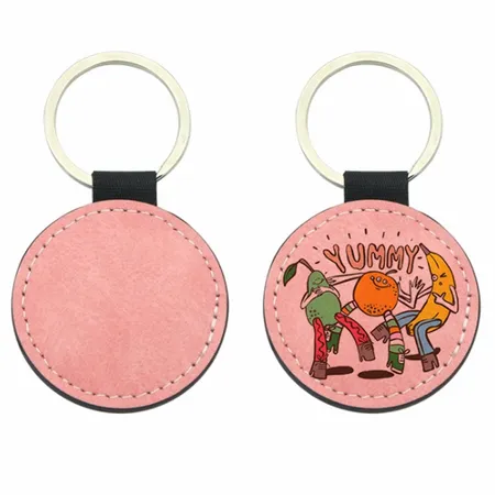 Full-Colour Circle Leather Keychain Full-Colour Circle Leather Keychain - Imprint Now - UK
