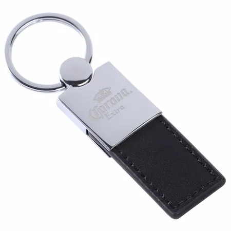 Polished Metal & Leather Keychain Polished Metal & Leather Keychain - Imprint Now - UK