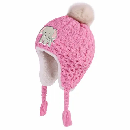 Cutesy Pom Acrylic Kid Beanies with Earflaps - Imprint Now - UK