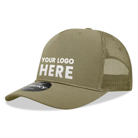Decky 6040 - 5 Panel Mid Profile Structured Cotton/Poly Blend Trucker w/Rope - Imprint Now - UK