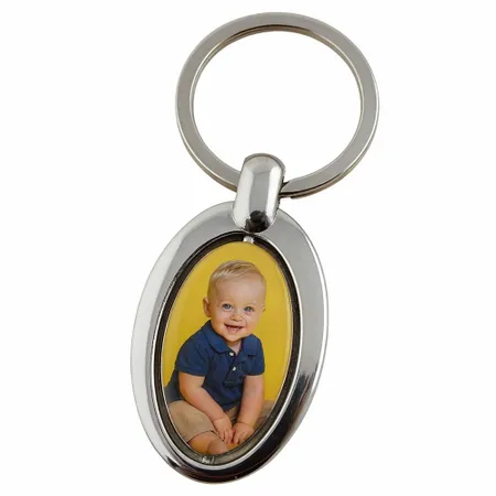 Spinning Oval Metal Keychain - Imprint Now - UK
