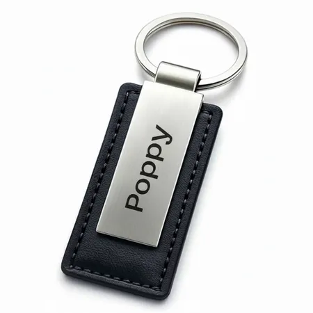 Rectangle Leather & Metal Keychain - Imprint Now - UK
