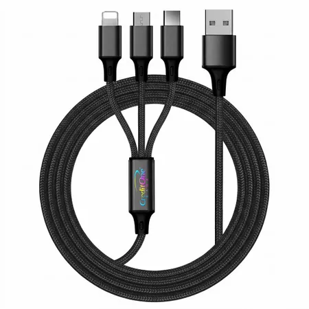 Nylon Braided 3-in-1 Charging Cables - Imprint Now - UK