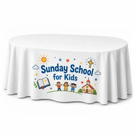 Custom Oval Table Covers - Imprint Now - UK