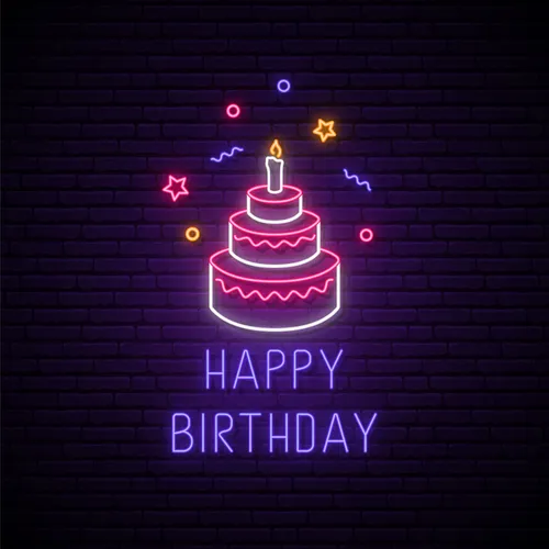 Happy Birthday with Cake Neon Sign - Imprint Now - UK