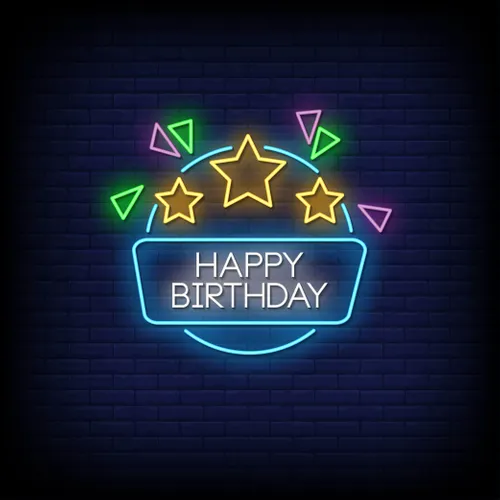 Star & Angles Happy Birthday Neon Sign - Imprint Now - UK