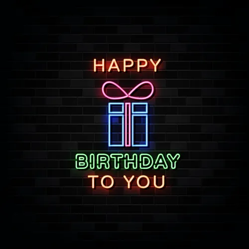 Happy Birthday To You with Gift Neon Sign - Imprint Now - UK