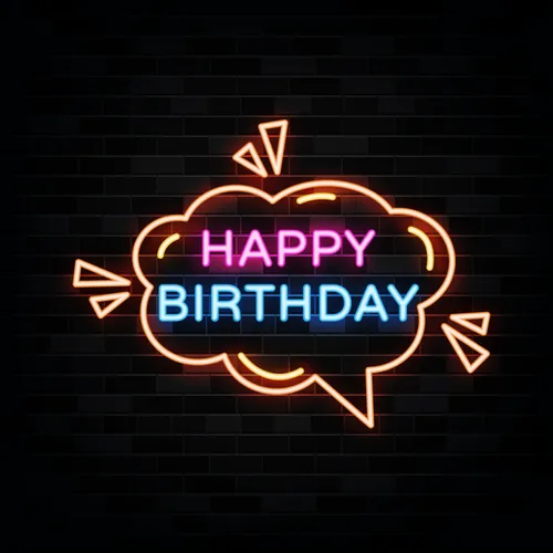Happy Birthday in Bubble Thought Neon Sign - Imprint Now - UK