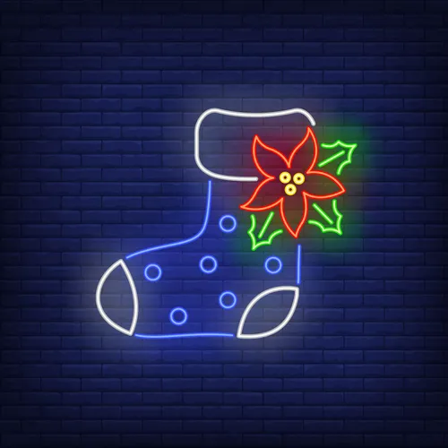 Boot Sock with Ponsettia Flower Neon Sign - Imprint Now - UK