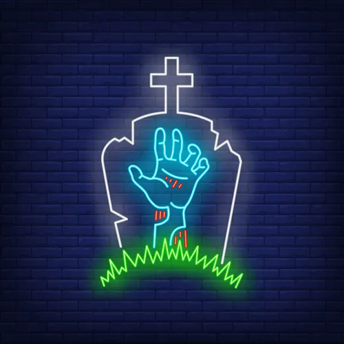 Gravestone Zombie Hand Neon Sign - Imprint Now - UK