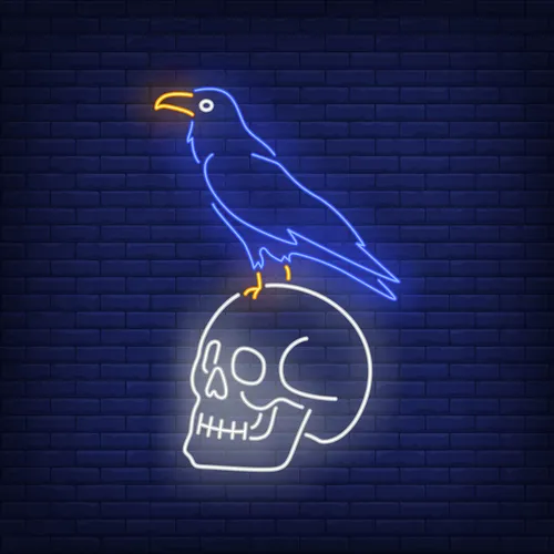 Crow Sitting Human Skull Neon Sign - Imprint Now - UK
