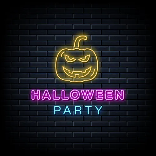 Halloween Party Neon Sign with Pumpkin - Imprint Now - UK