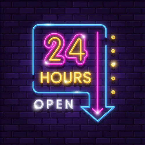 24 Hours Open Neon Sign - Imprint Now - UK