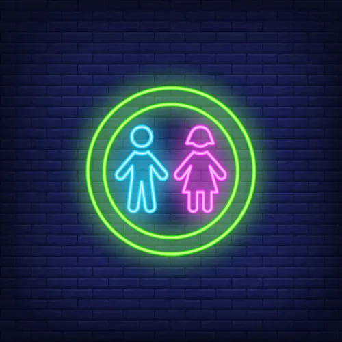 Boy & Girl Silhouettes Circle Neon Sign - Imprint Now - UK