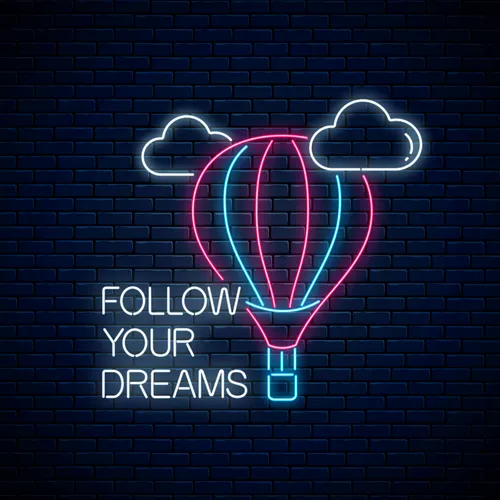 Follow Your Dreams With Hot Air Balloon Neon Sign - Imprint Now - UK