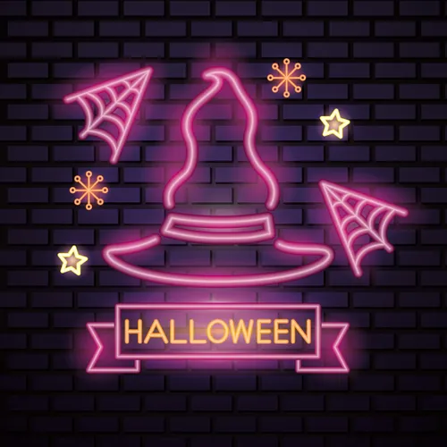 Pink Witch Hat Halloween Neon Sign - Imprint Now - UK
