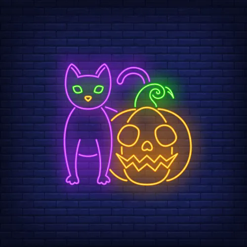 Scary Pumpkin Cat Neon Sign - Imprint Now - UK