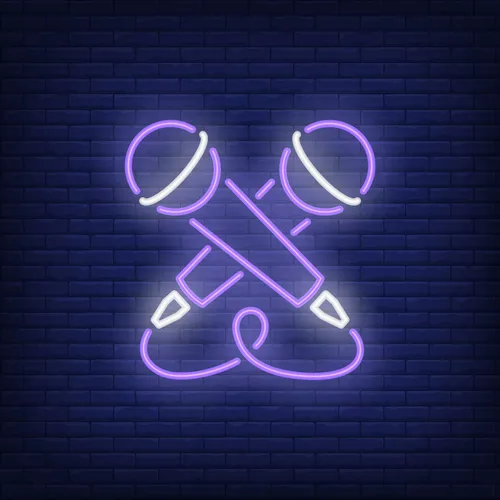 Crossed Microphone Neon Sign - Imprint Now - UK