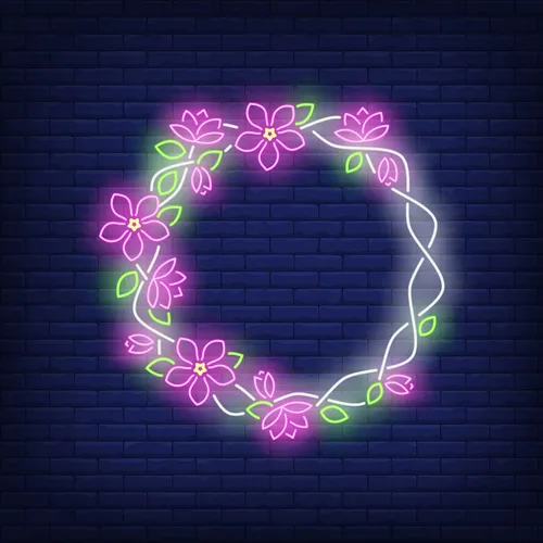 Floral Round Frame Neon Sign - Imprint Now - UK