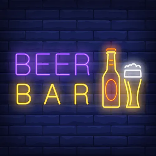 Beer & Bar with Bottle & Glass Neon - Imprint Now - UK