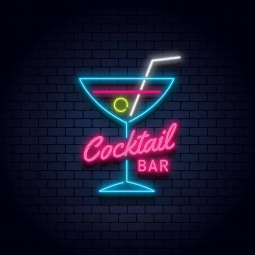 Cocktail Bar Glass & Zip Neon Sign - Imprint Now - UK