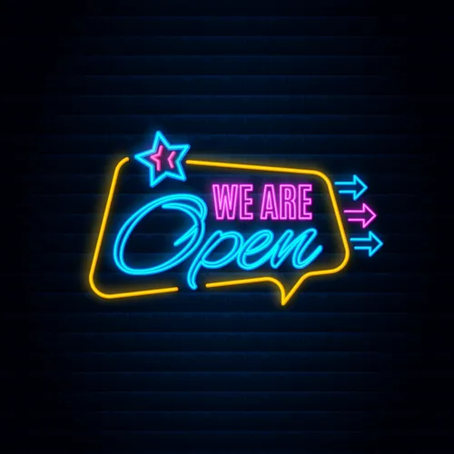 We are Open This Way Neon Sign - Imprint Now - UK