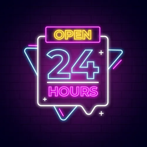Open 24 Hours with Abstract Shapes Neon Sign - Imprint Now - UK