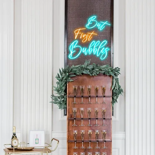 But First Bubbles Wedding Party Neon Sign - Imprint Now - UK
