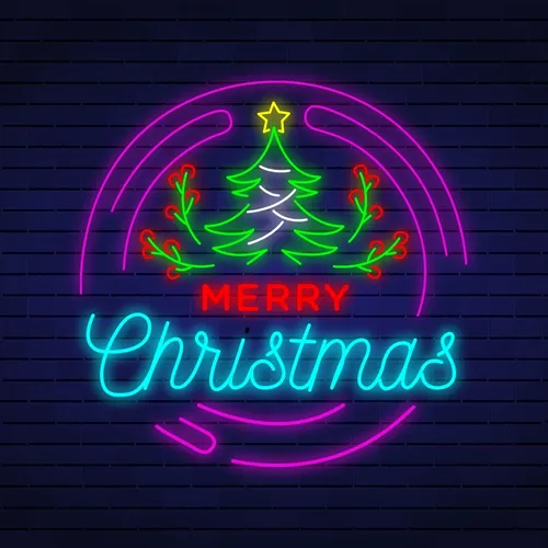 Merry Christmas Flower Tree Neon Sign - Imprint Now - UK