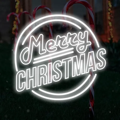 Merry Christmas Double Circle Text Neon Sign - Imprint Now - UK