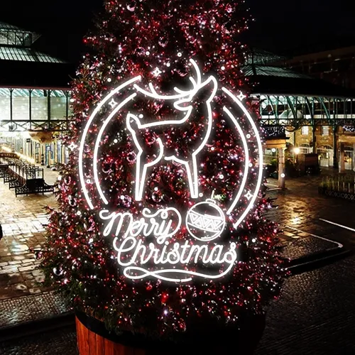 Merry Christmas Deer Head-Up Neon Sign