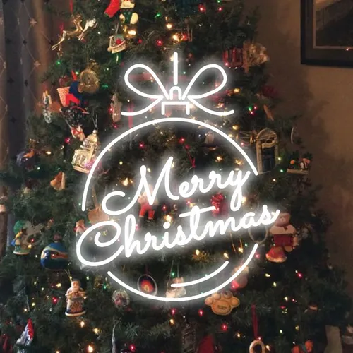 Merry Christmas Circle Text Neon Sign - Imprint Now - UK