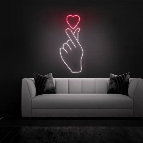 Finger Heart Neon Sign - Imprint Now - UK