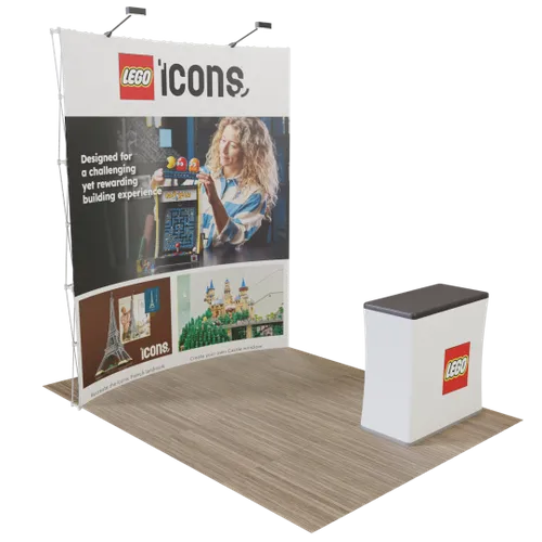 Custom Curved Pop-up Trade Show Display Stand 2.4 m x 2.4 m - Imprint Now - UK