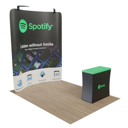 Custom Curved Zip-up Trade Show Display Backdrop Booth Stand 2.4 m x 2.4 m - Imprint Now - UK