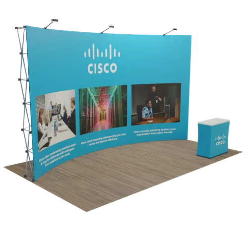 Custom Curved Pop-up Display Stand 6.1 m x 3 m - Imprint Now - UK