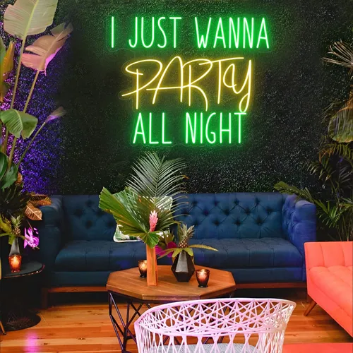 I Just Wanna Party All Night LED Neon Sign - Imprint Now - UK