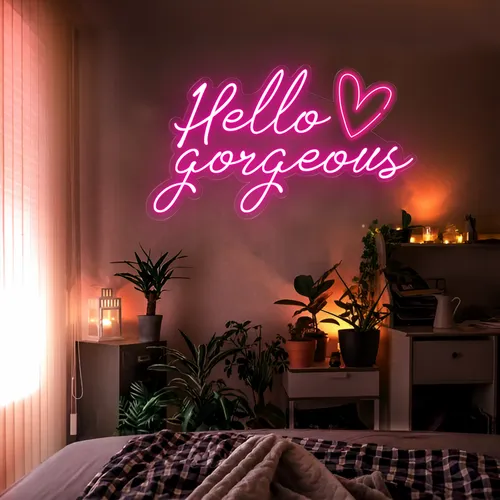 Hello Gorgeous LED Neon Sign - Imprint Now - UK