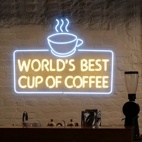 World's Best Cup of Coffee Neon Sign - Imprint Now - UK