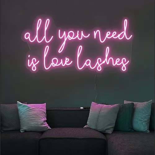 All You Need is Love Lashes Neon Sign - Imprint Now - UK