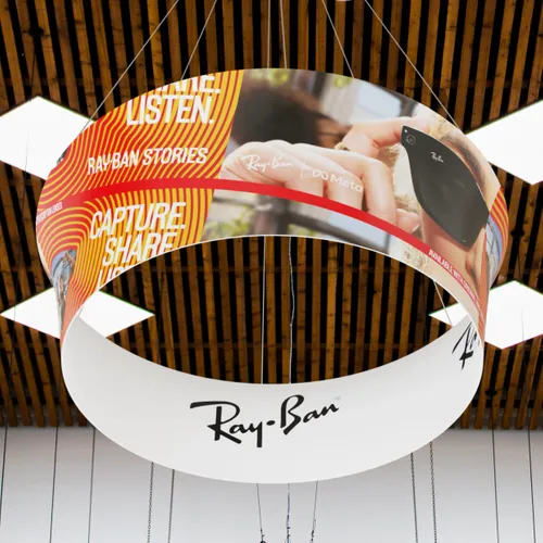 Custom Tapered Circle Personalised Trade Show Hanging Signs - Imprint Now - UK