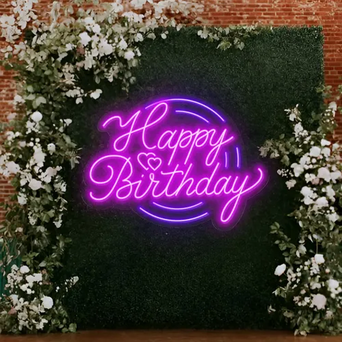 Happy Birthday Purplish Neon Sign - Imprint Now - UK