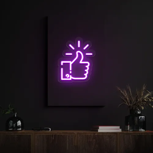 Purple Thumbs Up Neon Sign - Imprint Now - UK