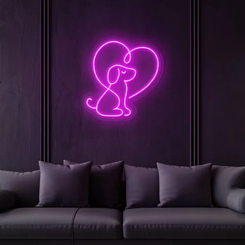 Scribble Dog Heart Neon Sign - Imprint Now - UK