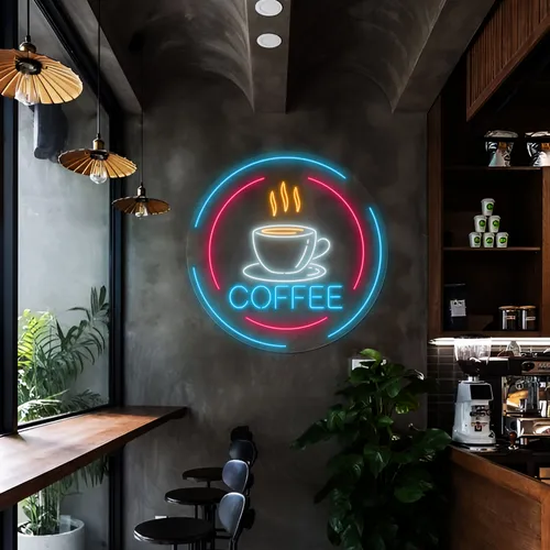 Steaming Cup Coffee Neon Sign - Imprint Now - UK
